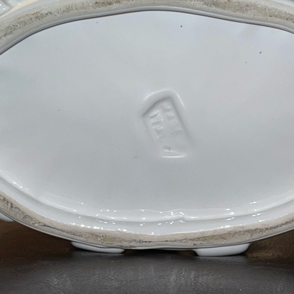 Vintage White Ceramic Basket Made in Italy – Woven Pottery Planter Decor - Picture 6 of 6